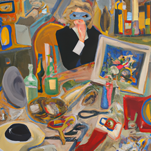 someone contemplating clutter in a Manet style contemporary oil painting